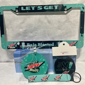 Baja Blast Themed license plate Frame and car accessories set