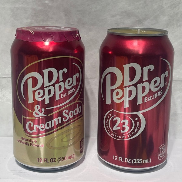 Dr. Pepper 12 oz or Dr. Pepper Cream Soda 12 oz Scented* Candle from Recycled Can, Really Smells Like Dr. Pepper