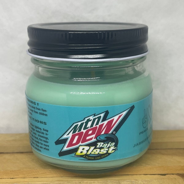 6 oz Mountain Dew Baja Blast Scented Candle in Cute Glass Jar