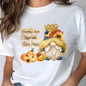 Fall Scarecrow Gnome Tee or Long Sleeve | Pumpkin Patch Shirt | Hand-Pressed by Me | Autumn Gift | Corn Maze Hayride Outfit I Gift for Her