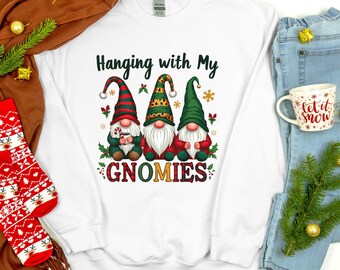 Hanging With My Gnomies Winter Sweatshirt Women, Christmas Gnome Lover Gift