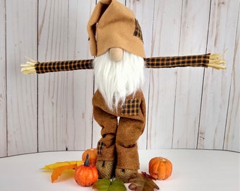 Fall Scarecrow Gnome, Autumn Gnome Decor, Farmhouse Knome Decoration, Nisse, Gnome, Top Tiered Tray Decoration, Gnome Gift