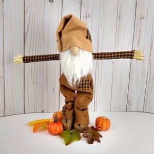 Fall Scarecrow Gnome I Autumn Tiered Tray Decor I Farmhouse Shelf Sitter I Cute Gonk Gift I Fall Nisse Decoration for Home | Handmade Gnome