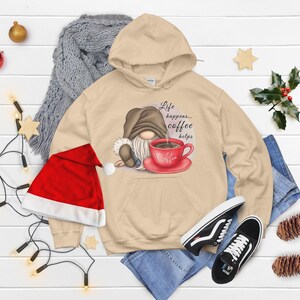 Gnome Coffee Sweatshirt - Life Happens Coffee Helps Sublimation Hoodie, Long Sleeve Tee, Gnome Lover Gift bild 6