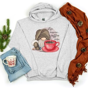 Gnome Coffee Sweatshirt - Life Happens Coffee Helps Sublimation Hoodie, Long Sleeve Tee, Gnome Lover Gift bild 7