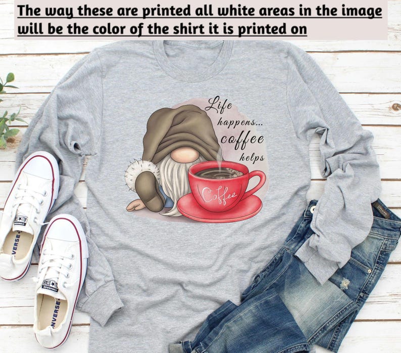 Gnome Coffee Sweatshirt - Life Happens Coffee Helps Sublimation Hoodie, Long Sleeve Tee, Gnome Lover Gift bild 4