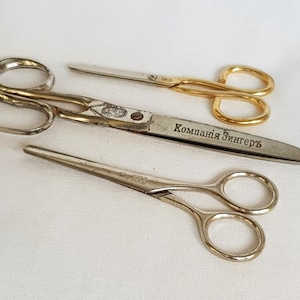 Vintage scissors made in Germany. Lot of 3. Collectible German scissors, Zinger. Retro craft scissors. Antique sewing accessories