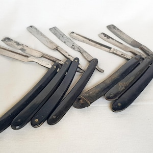 Lot of 7 vintage straight razors. Made in Germany, Sweden. Antique collectible straight razors.
