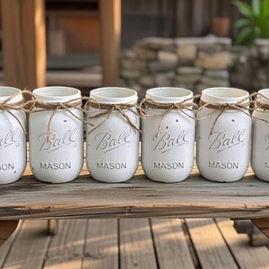 Set of 8 chalk painted distressed mason jar vases…mix & match colors!