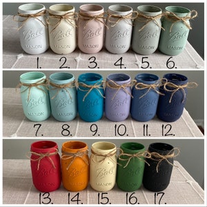 Set of 8 chalk painted distressed mason jar vases…mix & match colors!