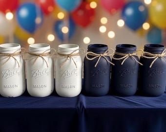 Chalk painted distressed Quart size mason jar vases