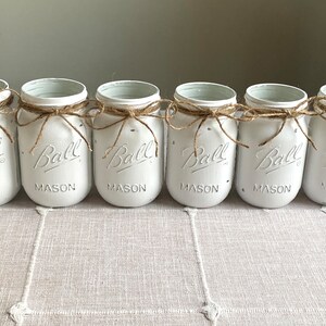 Set of 6 chalk painted distressed mason jar vases…mix & match colors!