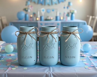 Chalk painted distressed Quart size mason jar vases
