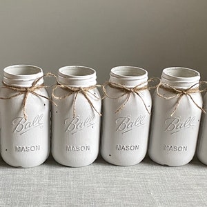 Chalk painted distressed Quart size mason jar vases