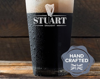 Engraved Pint Glass | Personalised Stout Beer Glass Gift | Custom Pint Glass with Name | Birthday, Christmas & Father’s Day Gift