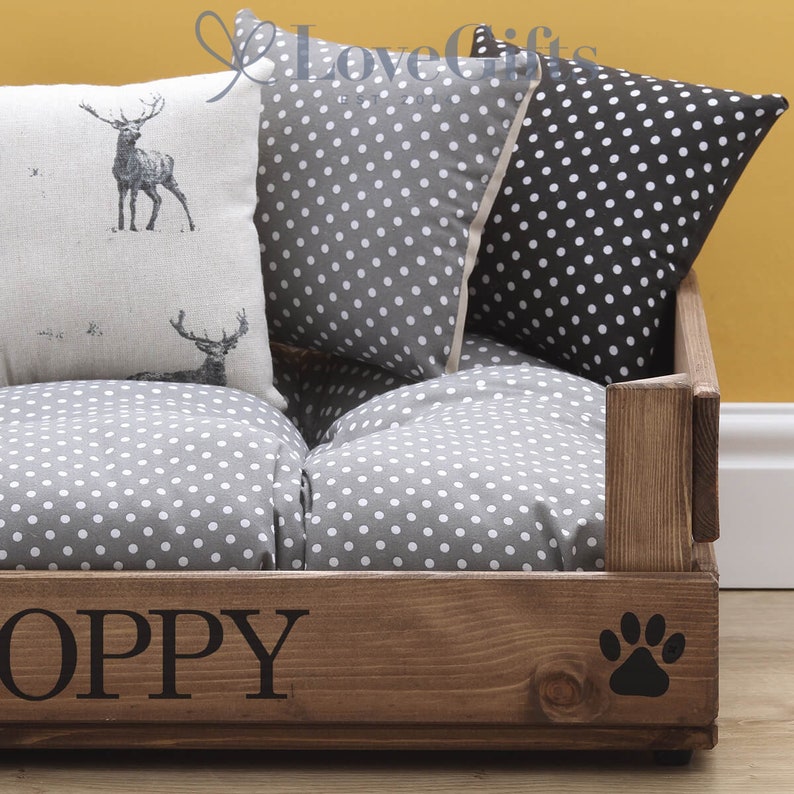 Rustic Luxury Wooden Pet Bed Polka Dot Etsy
