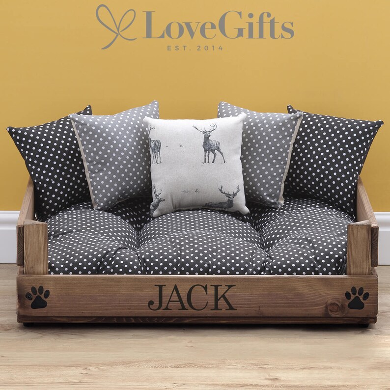 Rustic Luxury Wooden Pet Bed Polka Dot Etsy