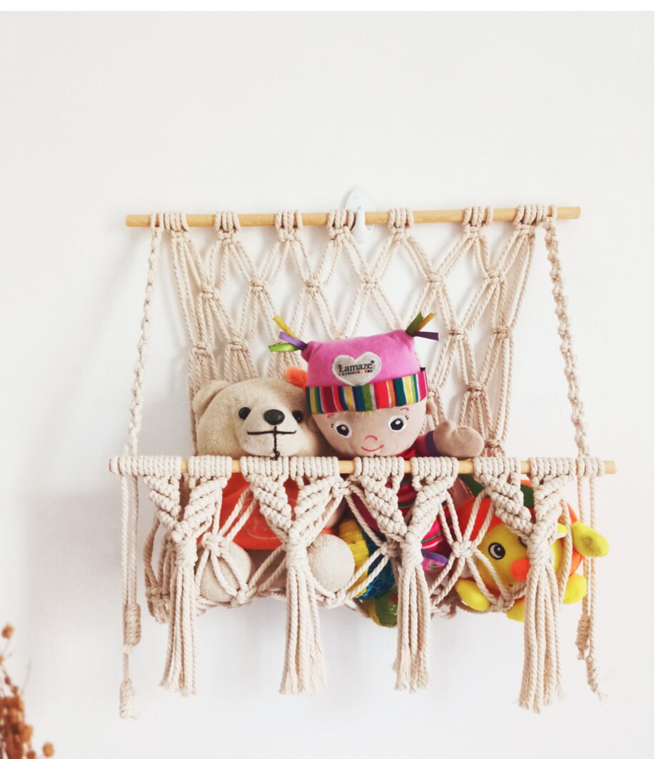 Macramé Plushies Doll Hammock DIY, Pattern Wall Hanging for Plushies
