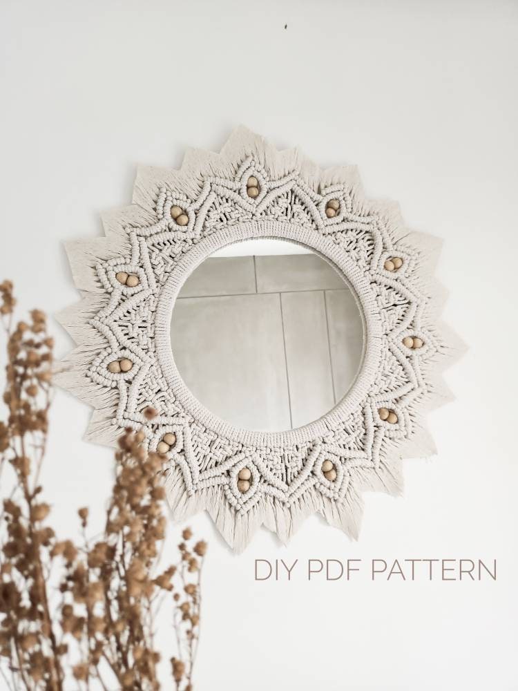 macramé round mirror wall hanging mandala DIY tutorial
