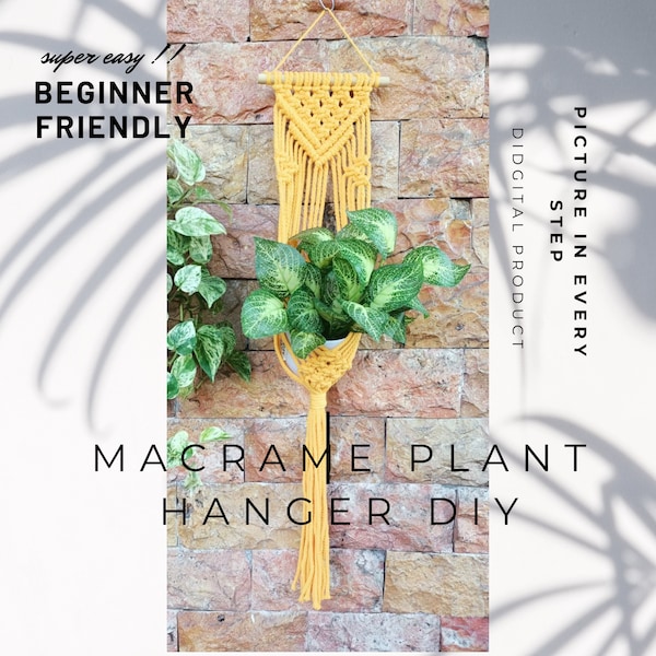 macrame plant hanger pattern DIY pdf tutorial wall décor beginner friendly easy to make small project craft