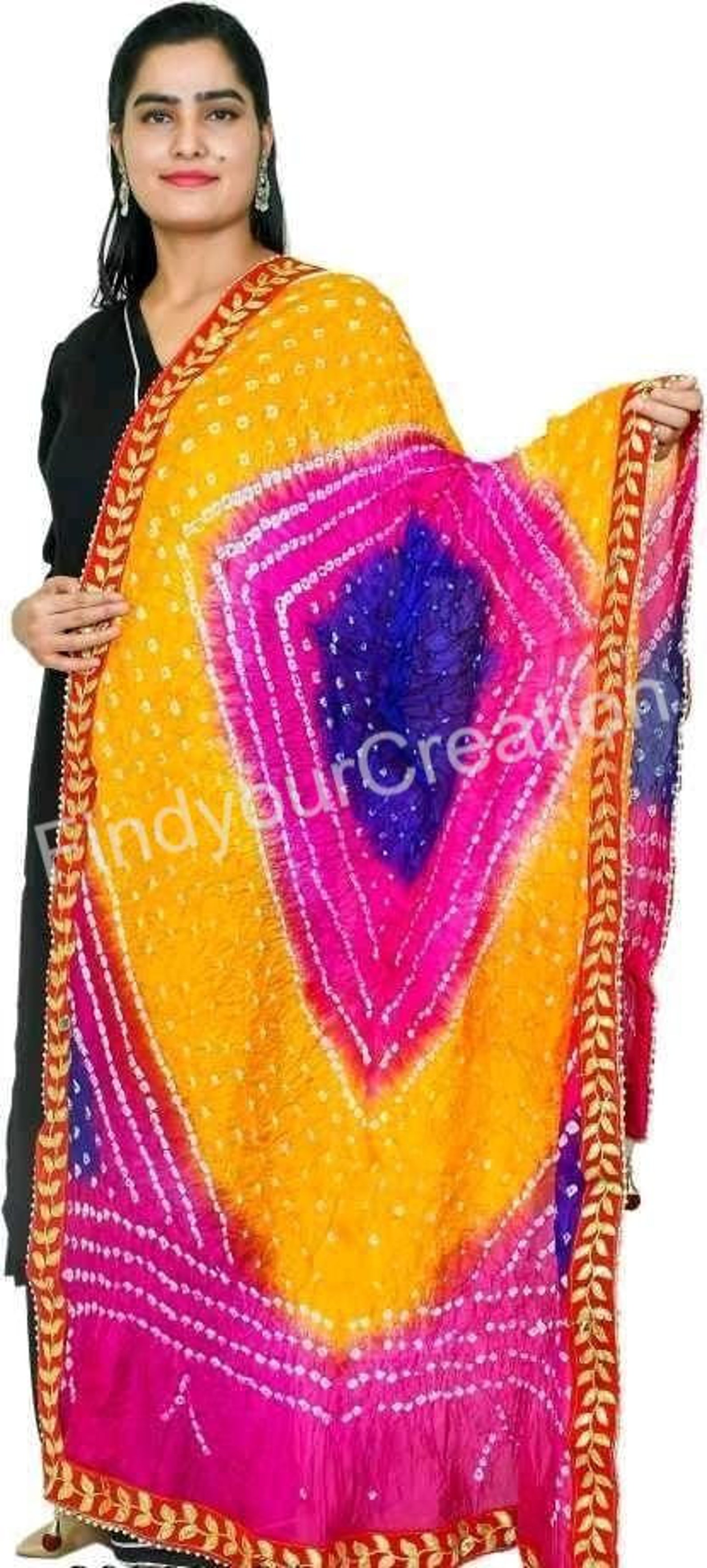 Indian Traditional Rajasthani Silk bandhani Womens Dupatta Etsy