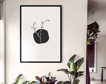 Stampabile Wall Art, Plant Line Art, Instant Download Printable Art, Flower Line Art, Stampa Minimalista, Arte Vegetale, Linea Minimalista Art