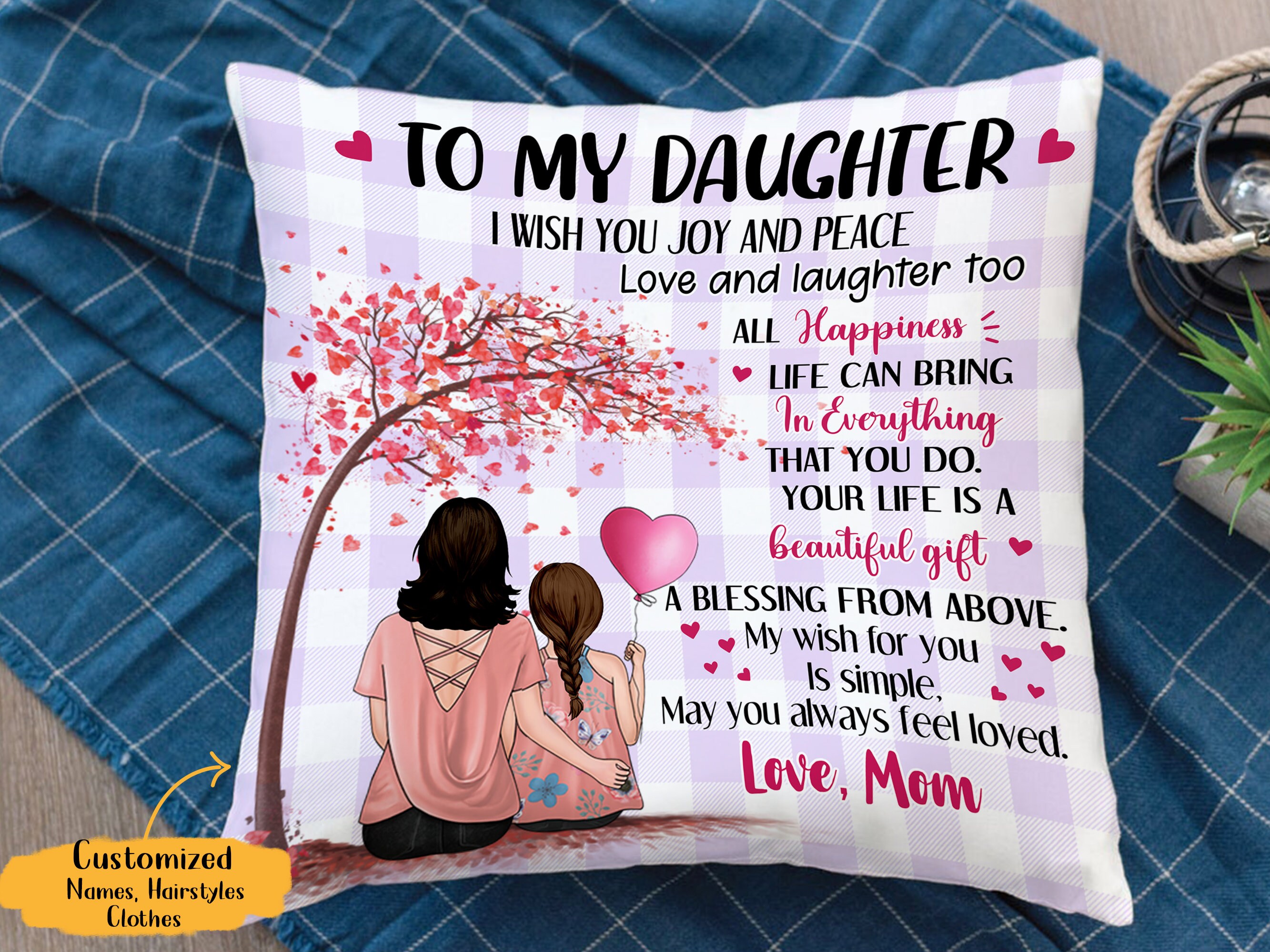 Personalized Mom Daughter Pillow To My Daughter Pillow Gift Etsy