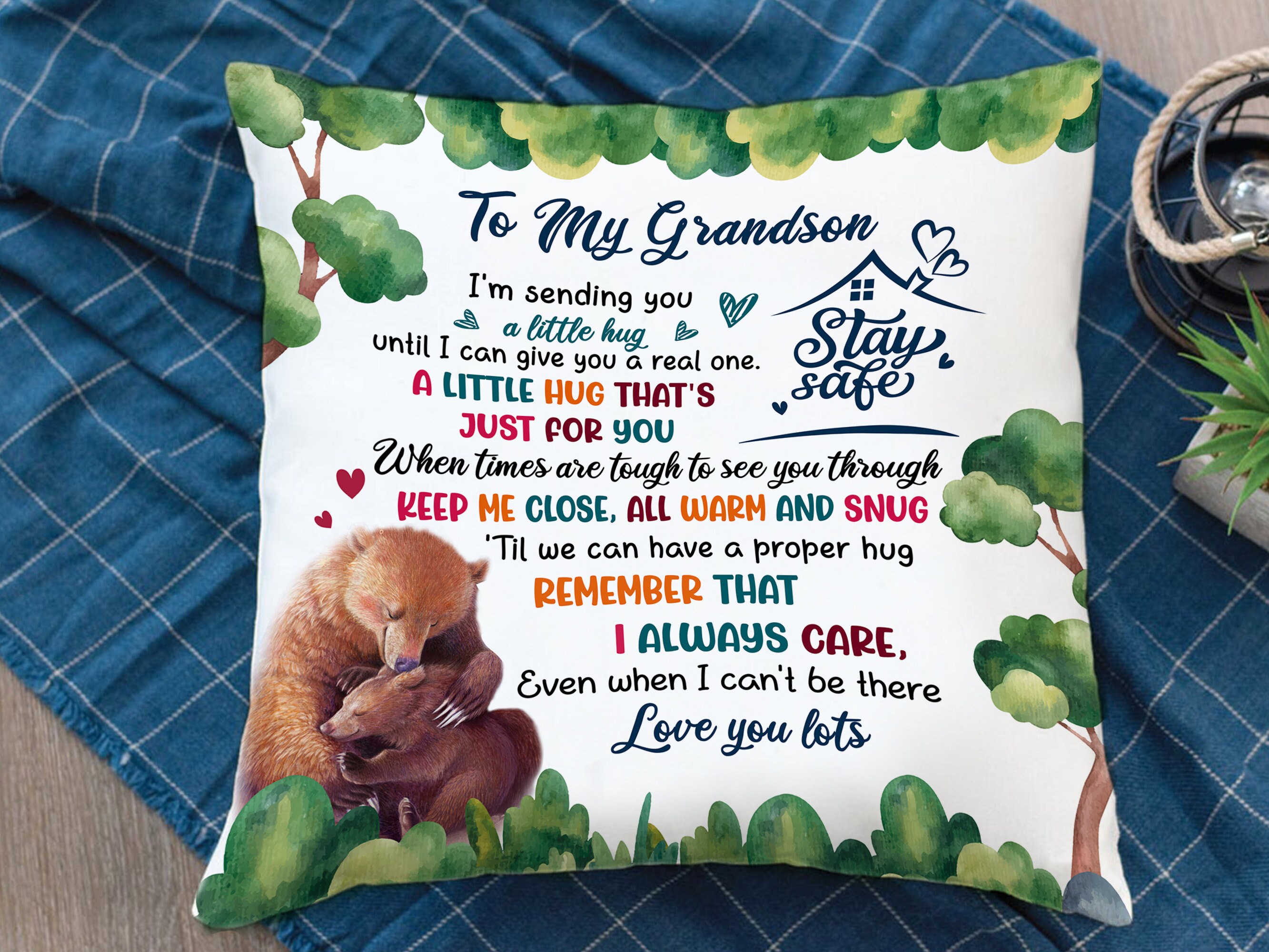 Personalized To My Grandson Sending You A Little Hug Pillow Etsy