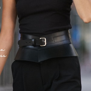 Leather Corset Belt, Wide Waist Belt, Plus Size Belts for Women, Plus Size  Waist Belt, Peplum Belt Black, Skirt Belt, Harness Skirt 