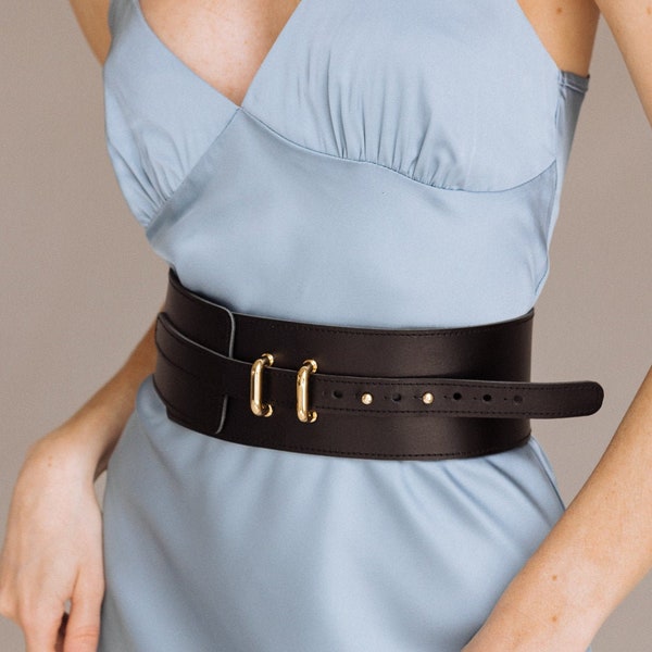 Waist leather belt,Wide leather belt women,Underbust corset belt,Wide black belt,Leather corset belt,Natural leather belt