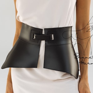 Leather peplum belt, Wide leather belt for dress, Leather skirt belt, Leather basque belt, Plus size wide leather belt,Wide black belt women