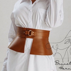 Leather basque belt, Leather peplum belt, Peplum skirt belt,Wide corset belt xxl,Wide belt for large size women,Wide tan leather belts women