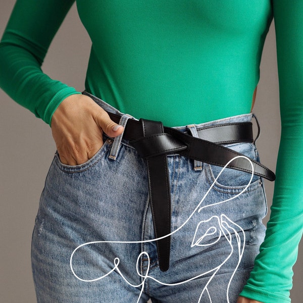 womens leather tie belt