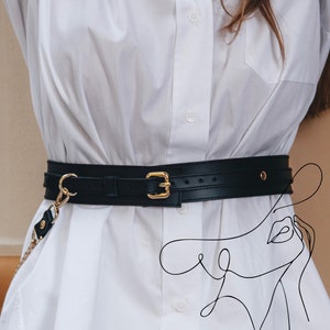 Waist belt with chain,Dress belt with chain,Natural leather belt women,Leather women waist belt,Leather and chain belt,Waist belt for dress