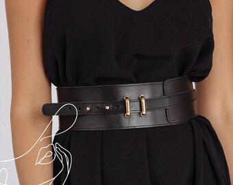 Corsetto Donna Nero 2 Pezzi - Cintura Elastica Larga Per Costumi Halloween E Pirata - Foto 2