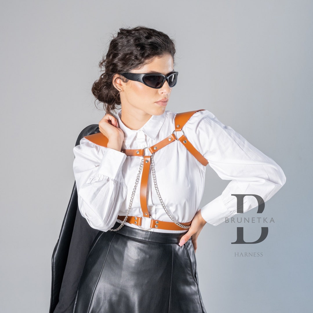 Cinturón de cintura con correa para el cuerpo, cinturón de pecho de cuero,  cuero de arnés de hombro, cinturón con correas para los hombros, arnés