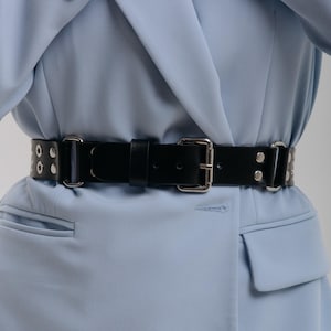 Leather grommet belt, Real leather belt women, Leather eyelet belt, Rivet belt, Rocker leather belt, Double grommet belt, Black grommet belt