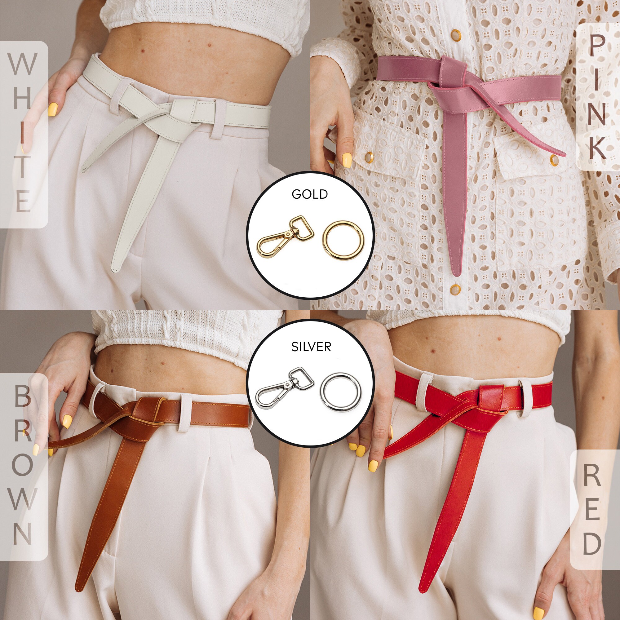 Cintura In Pelle Per Donna - Sottile, Annodata, Per Vestiti E Jeans, Regalo Elegante - Foto 9