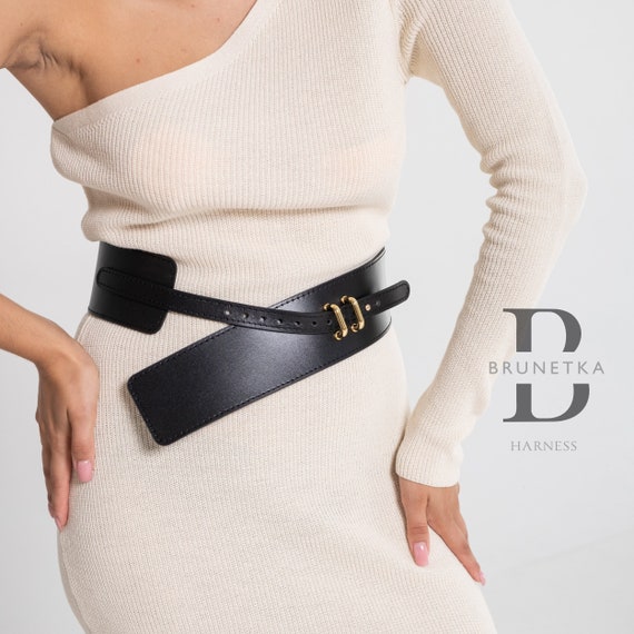 Fashion Belt, Black Leather Belt Women Gold Buckle, Leather Belt
