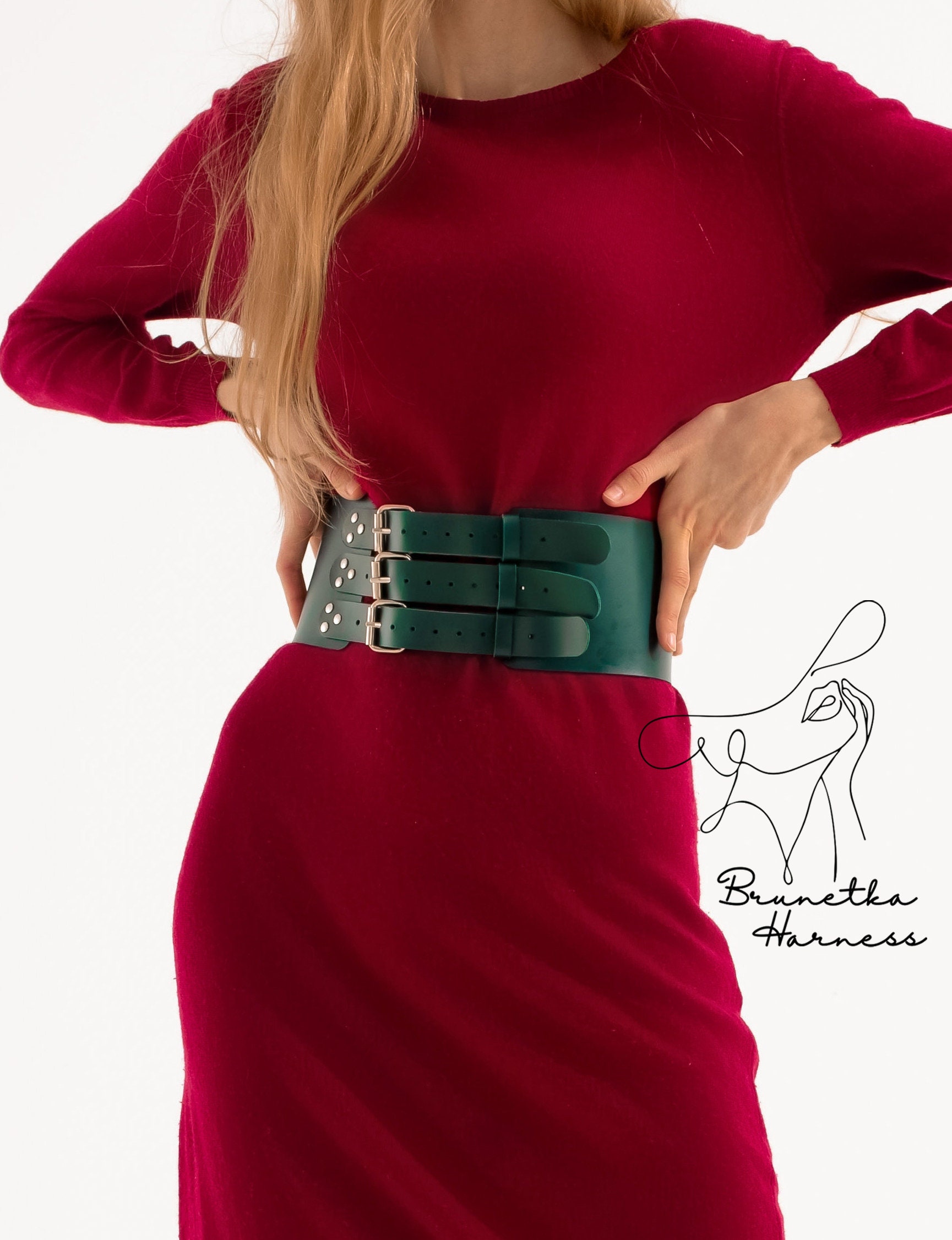 Limited Edition Wide Brown Leather Front Lacing Corset Belt : CB-920S