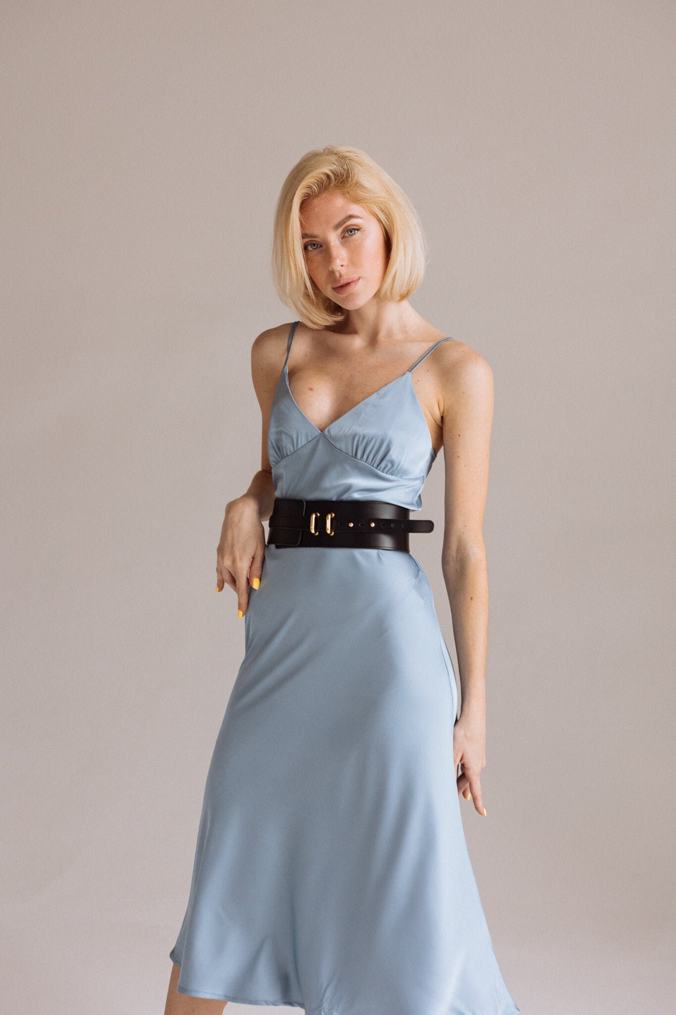 Wide Leather Belt Black