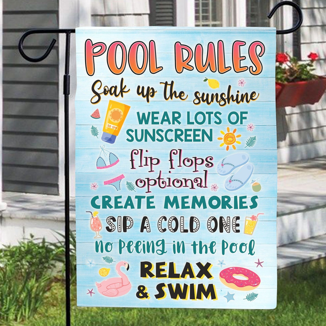 Pool Rules Garden Flag Summer Decor For Swimming Pool Flag Etsy