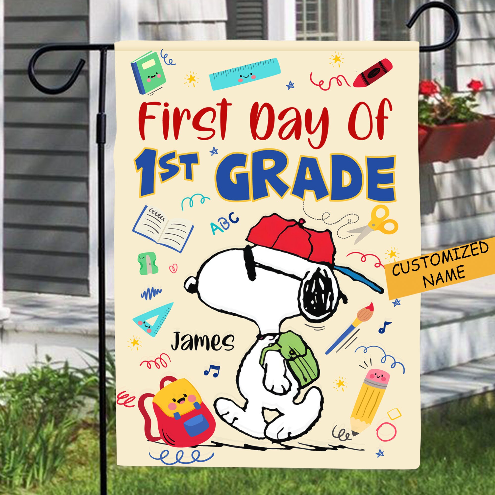 Bandera personalizada del jardín del primer día de la escuela | Etsy