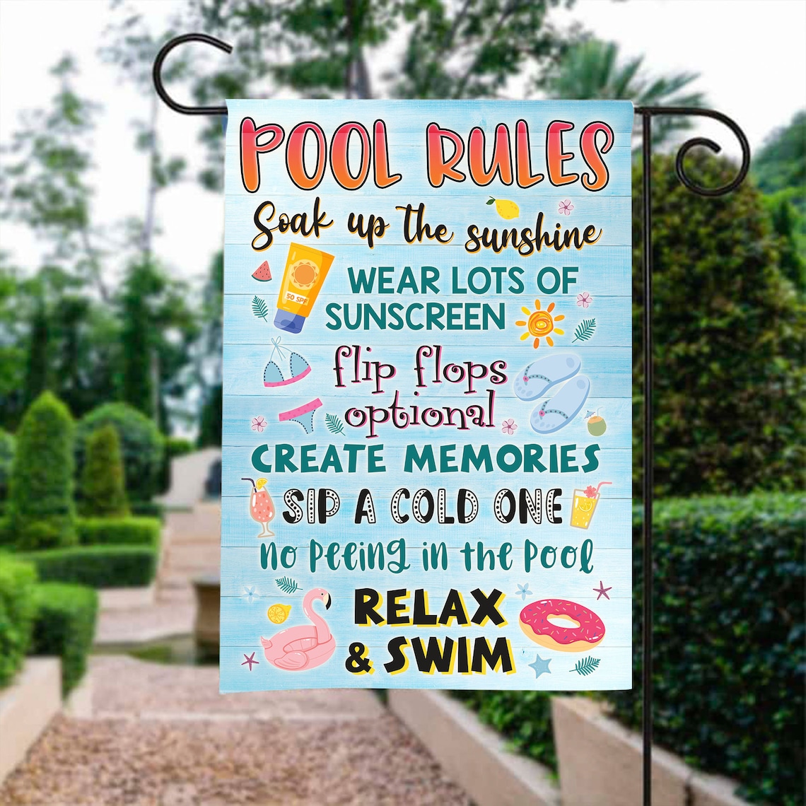 Pool Rules Garden Flag Summer Decor For Swimming Pool Flag | Etsy
