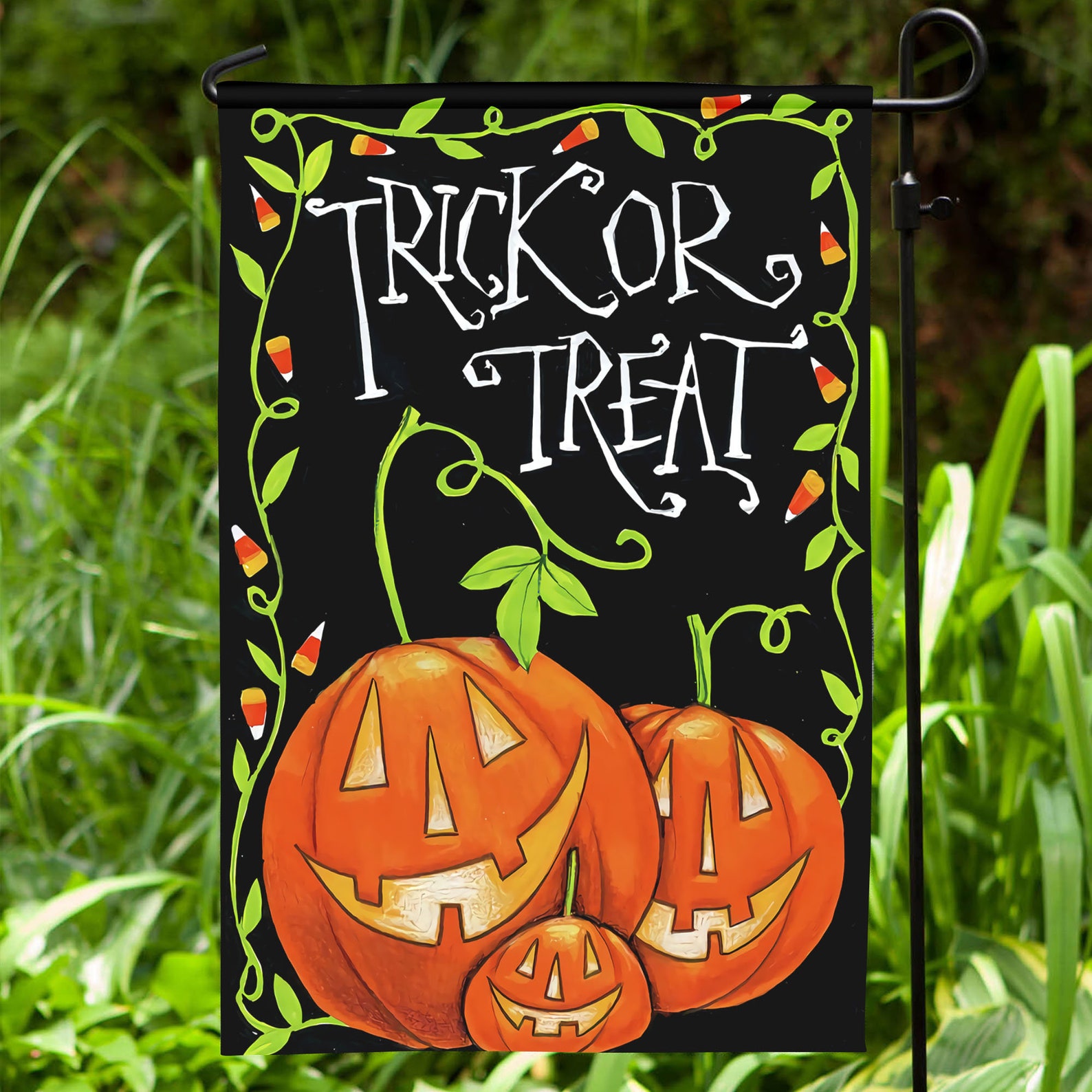Trick Or Treat Flag Happy Halloween Garden Flag Pumpkin Etsy