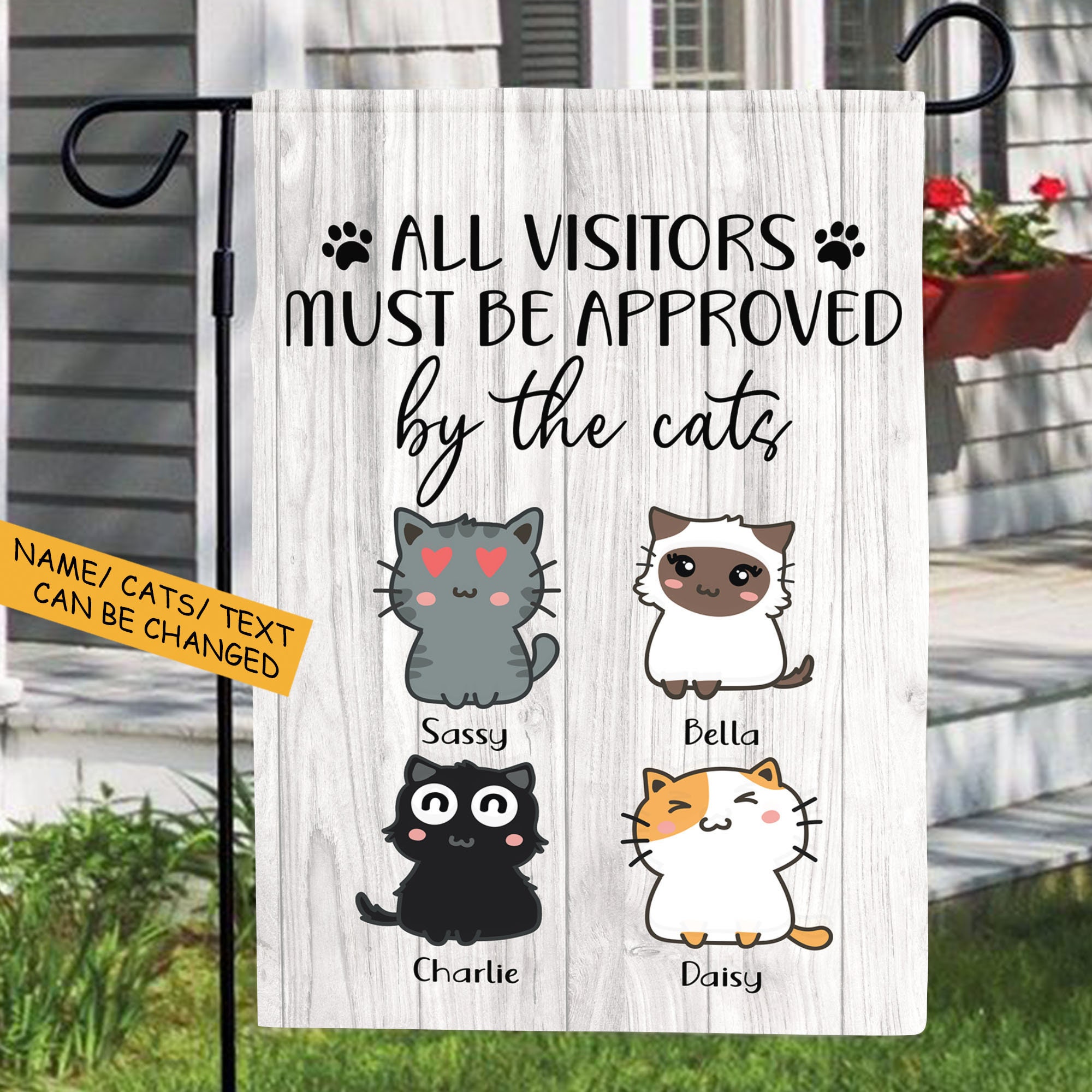 Personalized Cat Garden Flag All Visitors Must Be Approve Etsy