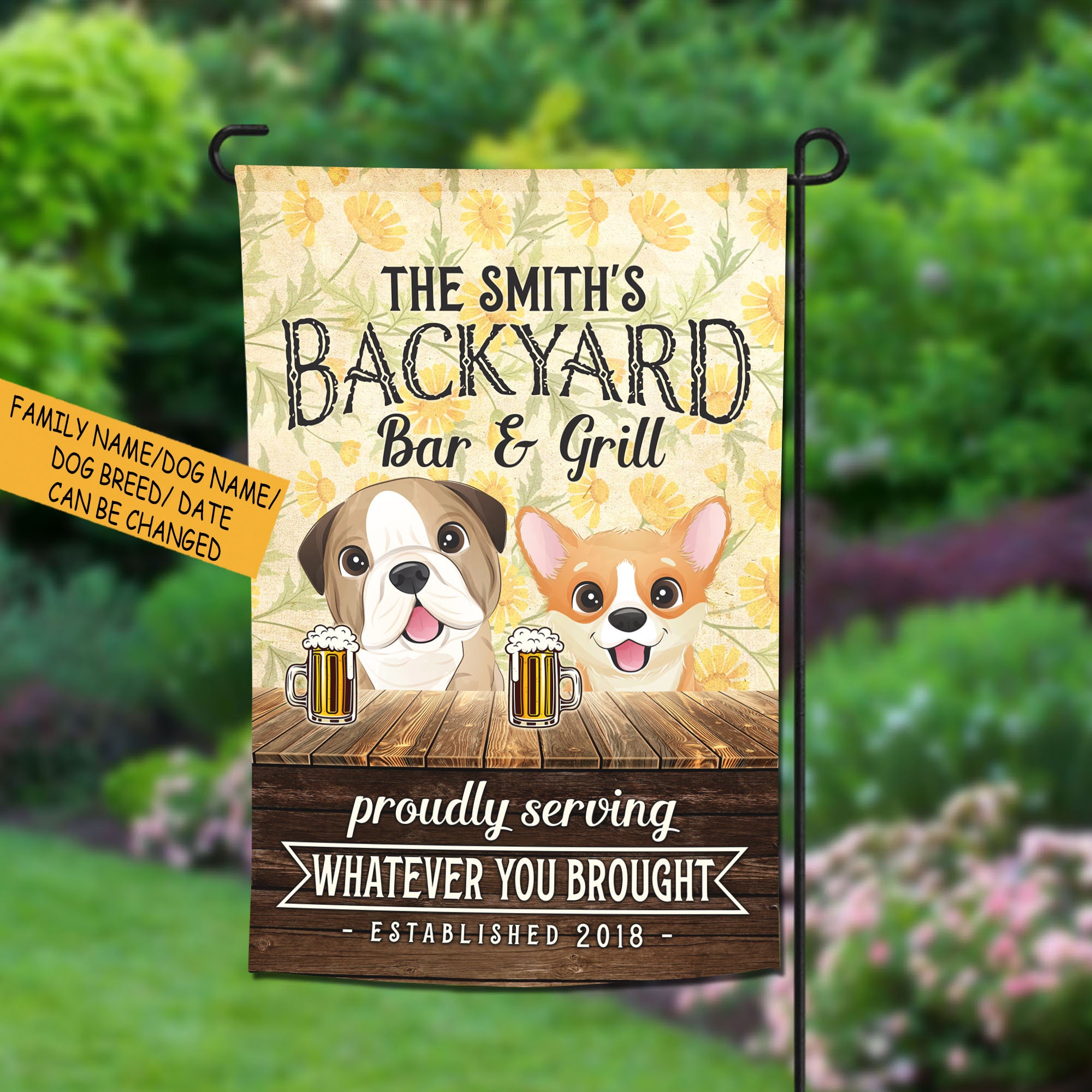 Bar de patio trasero personalizado y bandera de la parrilla | Etsy