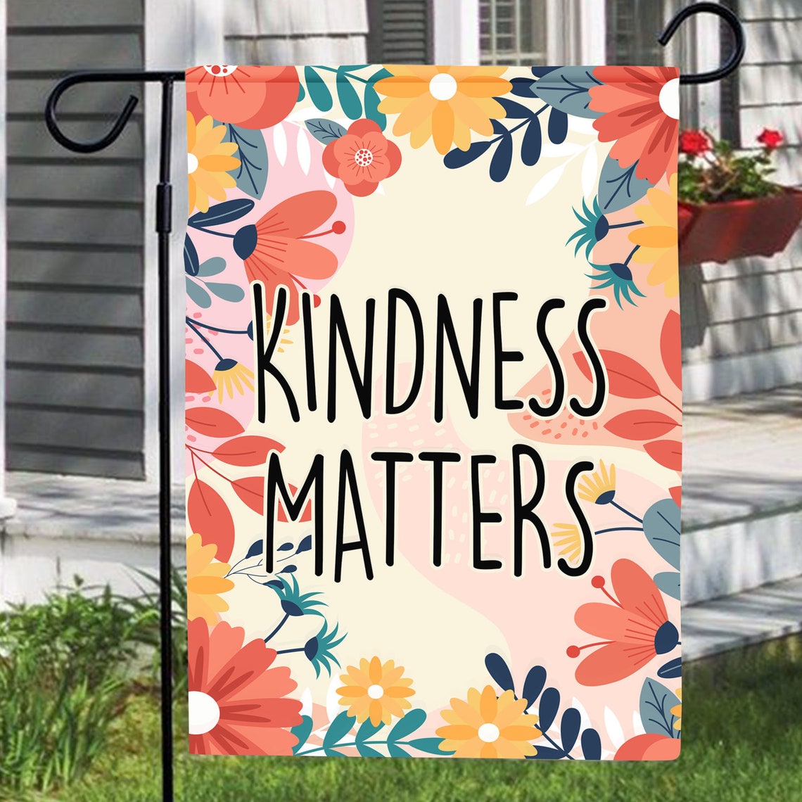 Kindness Matters Flag Floral Print Design Be Kind Flag Gift Etsy
