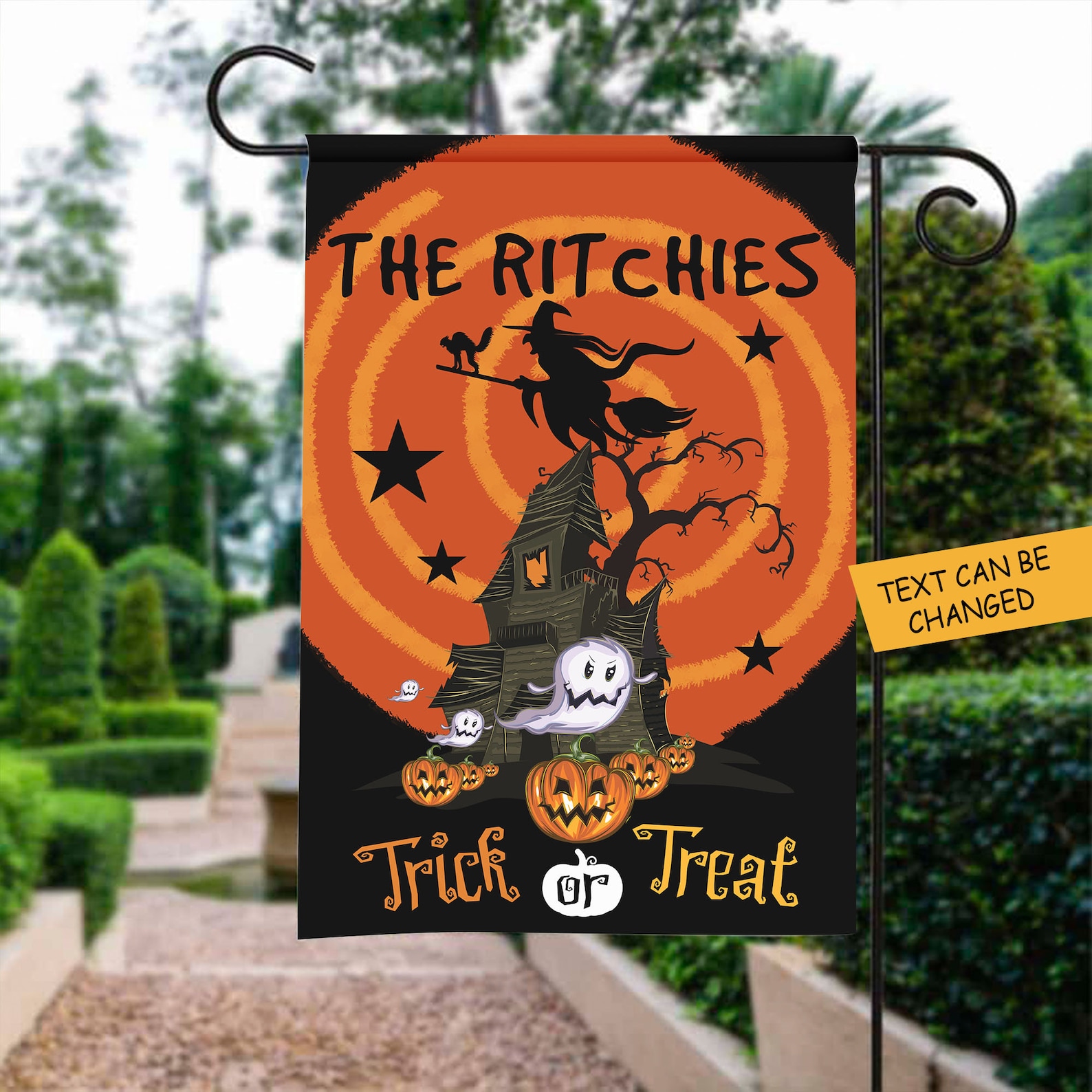 Personalized Trick Or Treat Flag Witch With Pumpkin Garden Etsy Personalized Trick Or Treat Flag Witch With Pumpkin Garden Etsy
