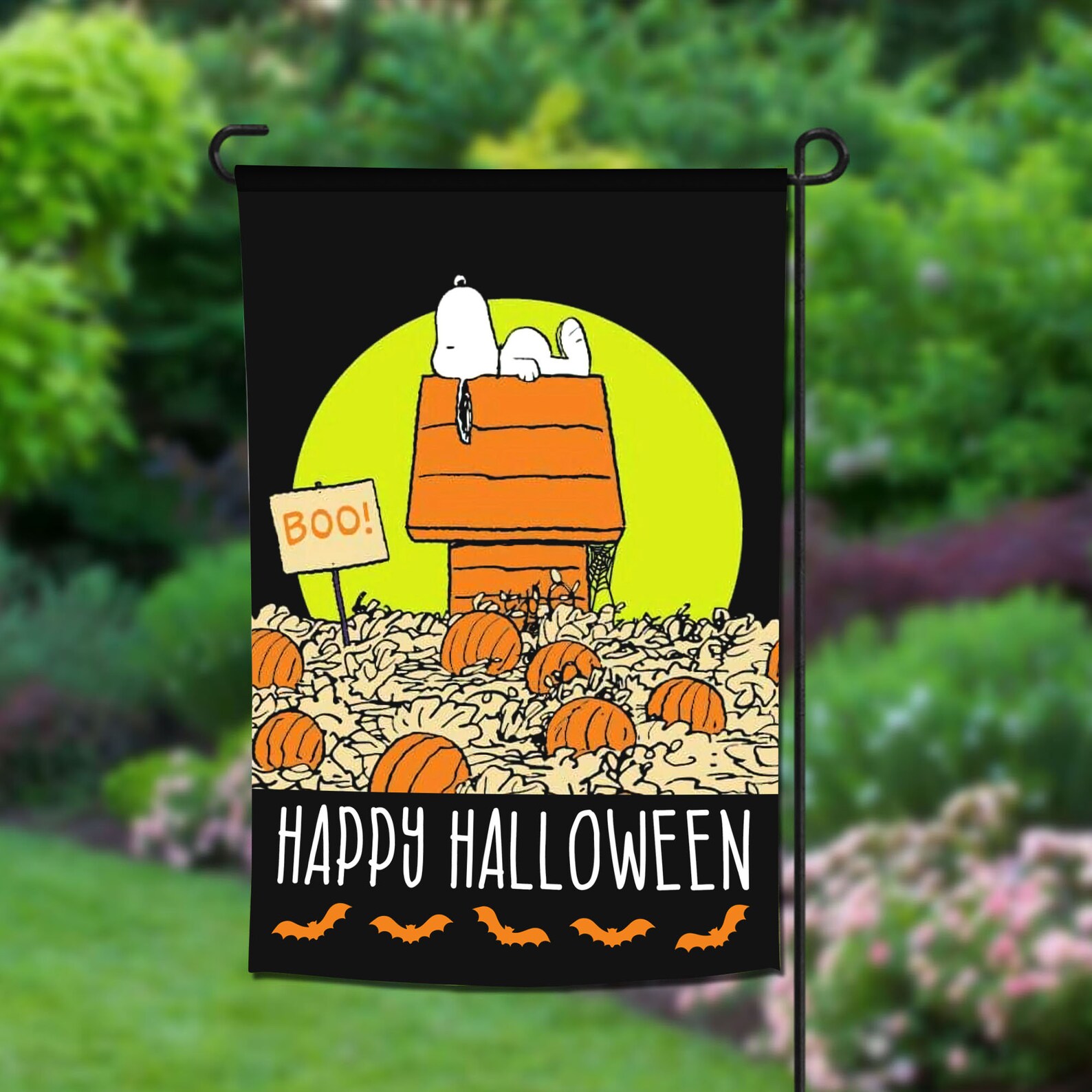 Happy Halloween Flag Peanuts Snoopy Halloween Garden Flag Etsy